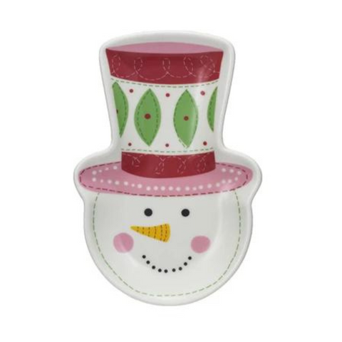 Merry & Bright Snowman With Hat Dish, A