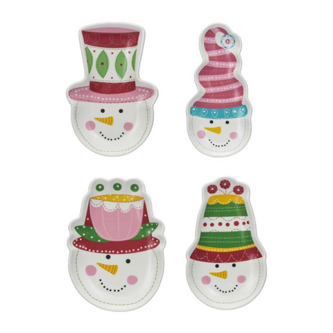 Merry & Bright Snowman With Hat Dish, A