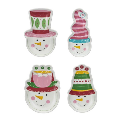 Merry & Bright Snowman With Hat Dish, B