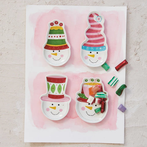 Merry & Bright Snowman With Hat Dish, B