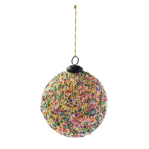 Merry & Bright Sequined Ball Ornament, 5"