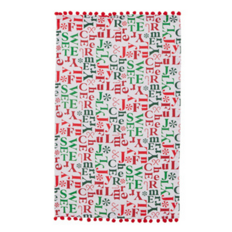 Merrymaking Motif Tea Towel - A