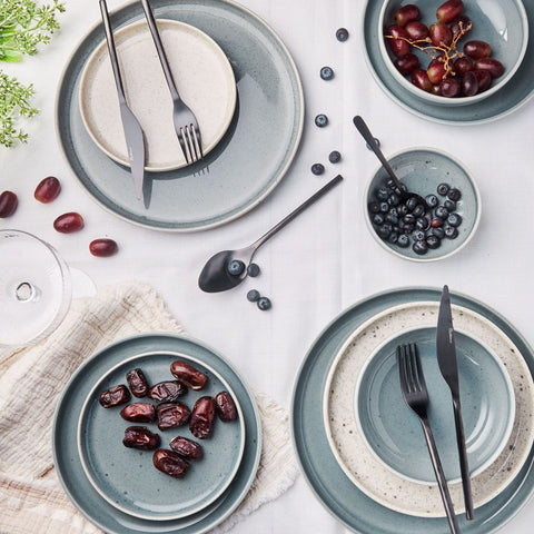 Mesa Ceramics Uno Speckle Stoneware Dessert Plate - Blue