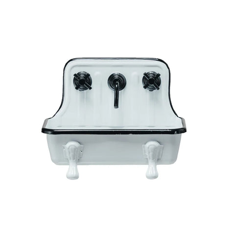 Metal Sink Soap Dish, White + Black