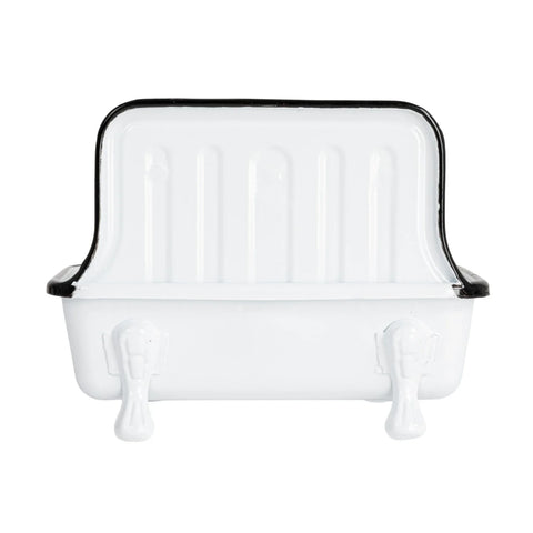 Metal Sink Soap Dish, White + Black