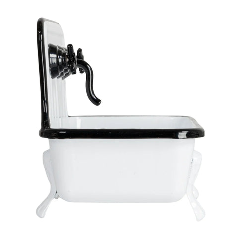 Metal Sink Soap Dish, White + Black