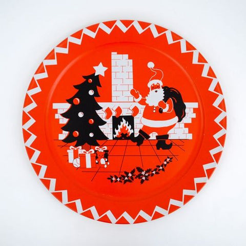 Vintage Style Tin Santa Tray