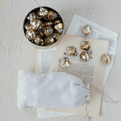 Mini Mercury Glass Ornament, Gold