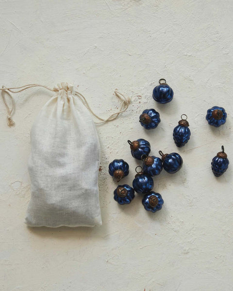 Mini Mercury Glass Ornament, Sapphire