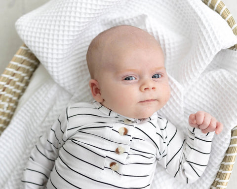 Knotted Baby Gown Set - Black Stripes (Newborn-3 months) - Stroller Society