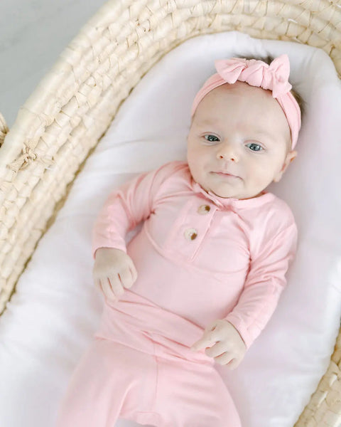 Top and Bottom Outfit, Hat and Headband Set (Newborn - 12 months) - Pink - Stroller Society