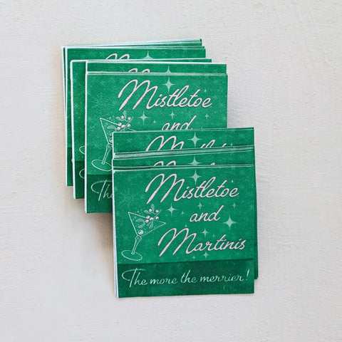Mistletoe And Martinis Paper Cocktail Napkins