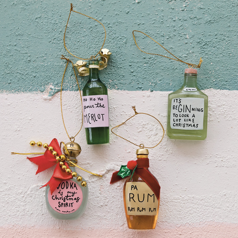 Mistletoe + Martinis Bottle Ornament - Vodka
