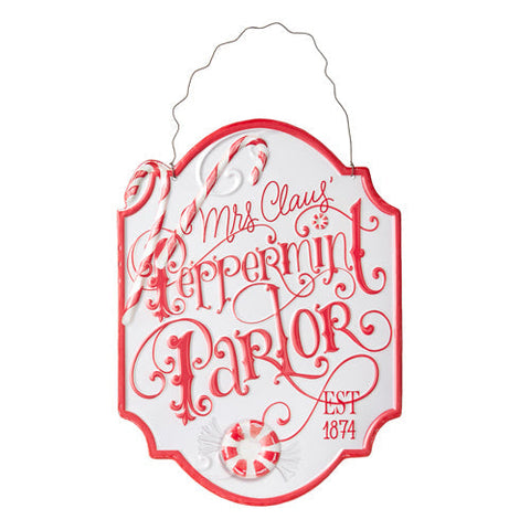 Mrs. Claus' Peppermint Parlor Embossed Sign