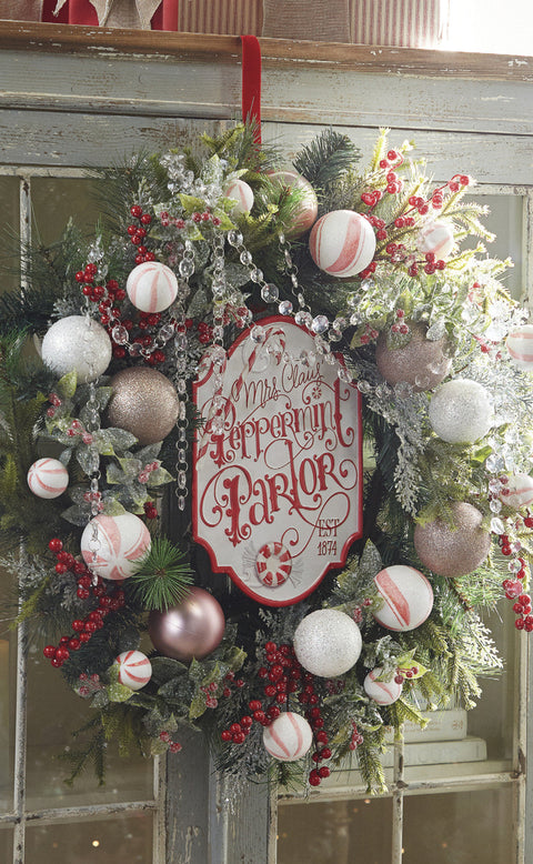 Mrs. Claus' Peppermint Parlor Embossed Sign