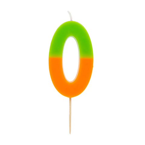 Multicolored Birthday Number Candle - 0