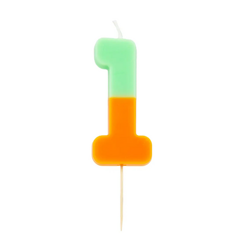 Multicolored Birthday Number Candle - 1