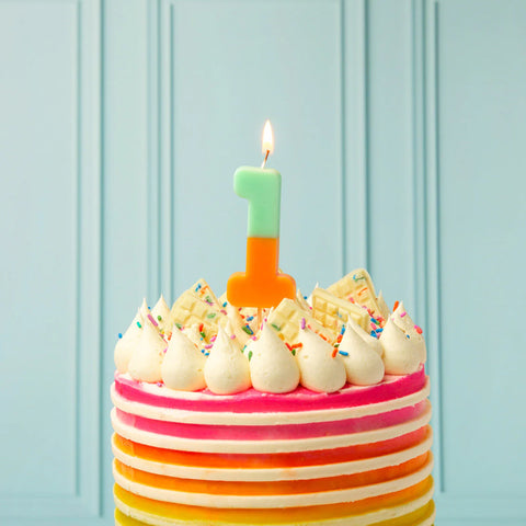 Multicolored Birthday Number Candle - 1