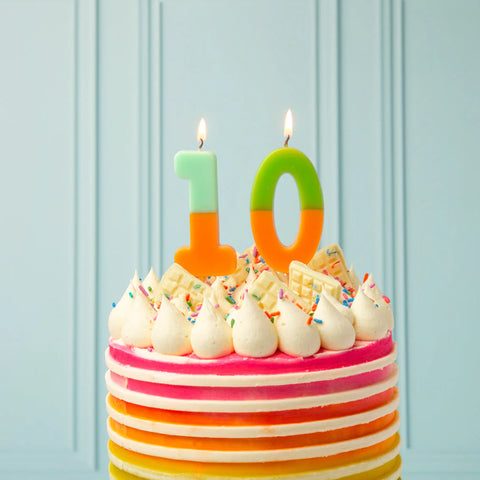 Multicolored Birthday Number Candle - 0