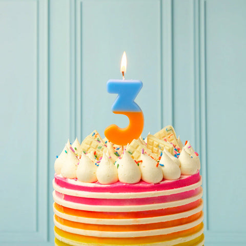 Multicolored Birthday Number Candle - 3