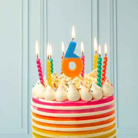 Multicolored Birthday Number Candle - 6