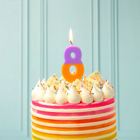 Multicolored Birthday Number Candle - 8