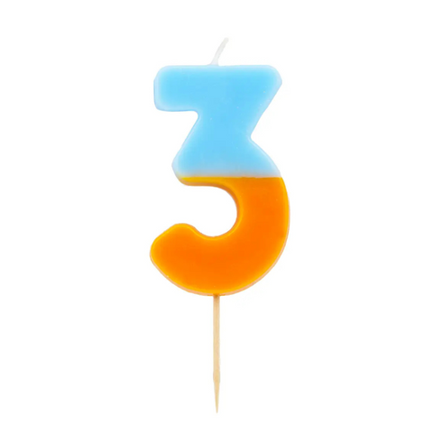 Multicolored Birthday Number Candle - 3