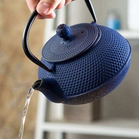 Navy Blue Hobnail Design Tea Pot