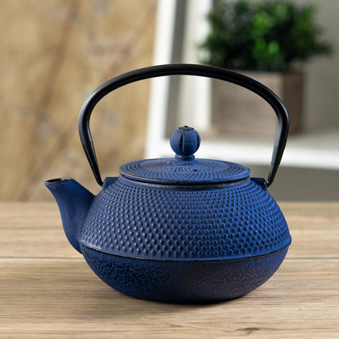 Navy Blue Hobnail Design Tea Pot