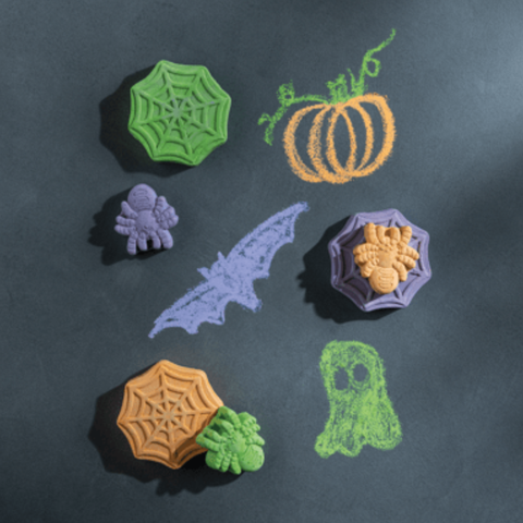 Neon Halloween Chalk Set - Orange Spider/Purple Web