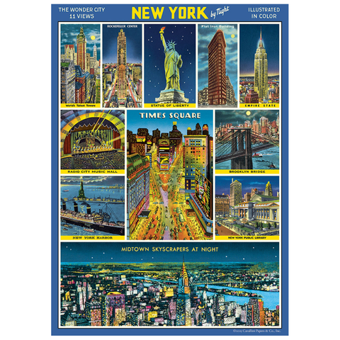 New York City by Night Poster - Cavallini Poster Wrap