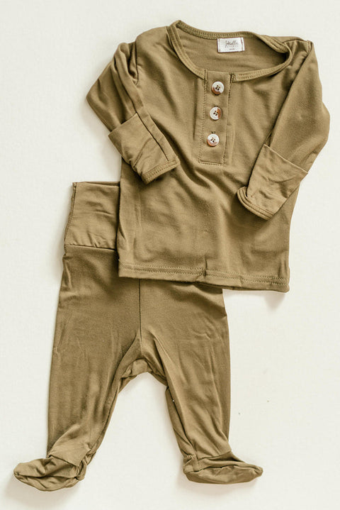 Newborn Boy Outfit Set - Army Green | Baby Boy Coming Home Outfit - Stroller Society