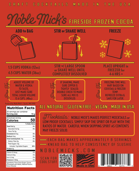 Noble Mick's Frozen Cocktails - Fireside Frozen Cocoa
