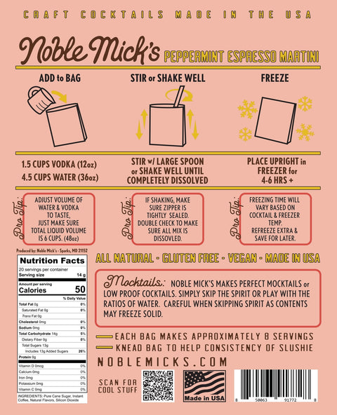 Noble Mick's Frozen Cocktails - Peppermint Espresso Martini