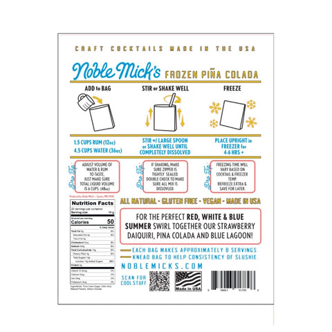 Noble Mick's Frozen Cocktails - Red, White, & Blue Summer - Piña Colada
