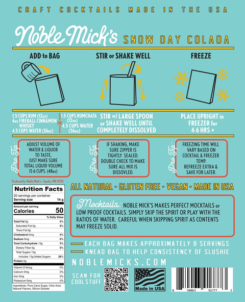 Noble Mick's Frozen Cocktails - Snow Day Colada