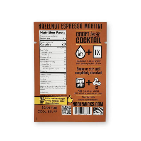 Noble Mick's Single Serve Craft Cocktail - Hazelnut Espresso Martini