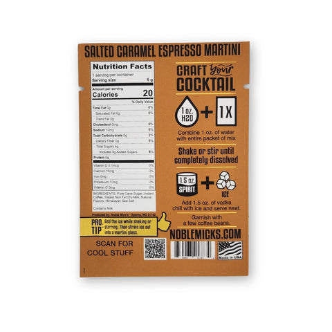 Noble Mick's Single Serve Craft Cocktail - Salted Caramel Espresso Martini