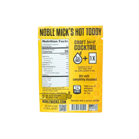 Noble Mick's Single Serve Craft Cocktail - Hot Toddy