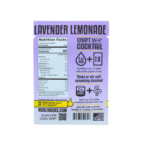 Noble Mick's Single Serve Craft Cocktail - Lavender Lemonade