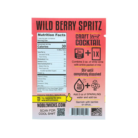 Noble Mick's Single Serve Craft Cocktail - Wild Berry Spritz