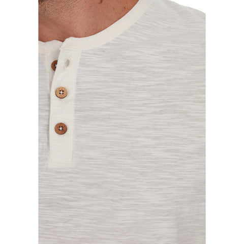 Noel Solid Slub Henley, Cream