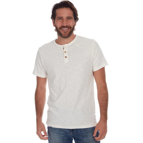 Noel Solid Slub Henley, Cream