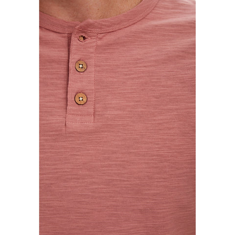 Noel Solid Slub Henley, Dusty Coral