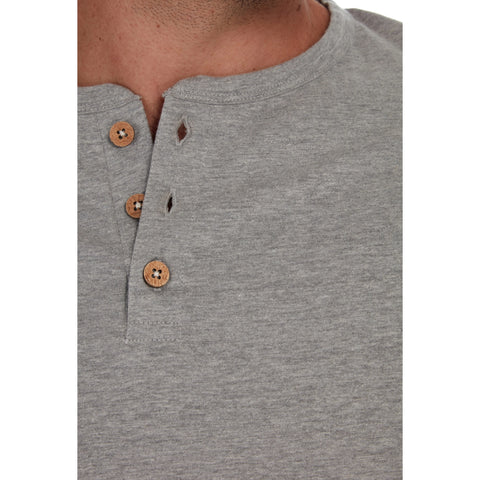 Noel Solid Slub Henley, Grey Heather