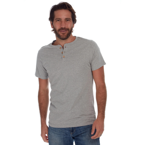 Noel Solid Slub Henley, Grey Heather