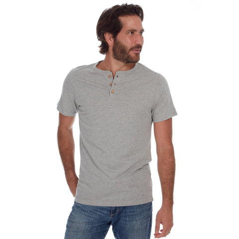 Noel Solid Slub Henley, Grey Heather