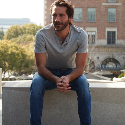 Noel Solid Slub Henley, Grey Heather