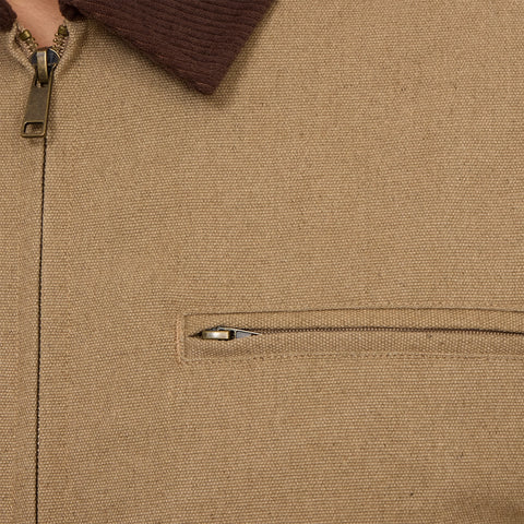 Nolan Corduroy Zip Up Jacket - Khaki