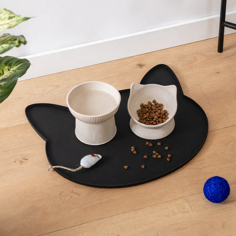 Oscar Silicone Cat Placemat - Black